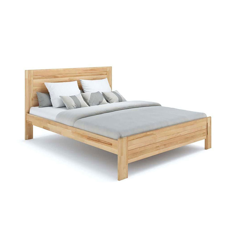 Lit en bois naturel Hydie Eco - sans produits chimiques - fini huilé frotté à la main, Grand, Naturel