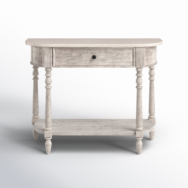 Danielle Marble 40" one- drawer Console Table, Rustic Gray