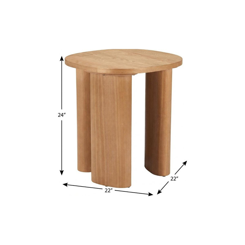 Table de bout ovale en bois naturel 24 po