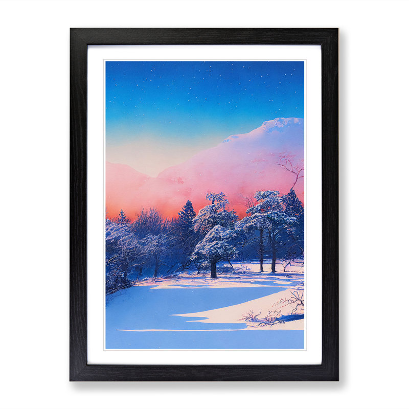 Watercolour Winter Forest Vol.5 - Single Picture Frame Print, 34cm H x 25cm W x 2cm D, Black