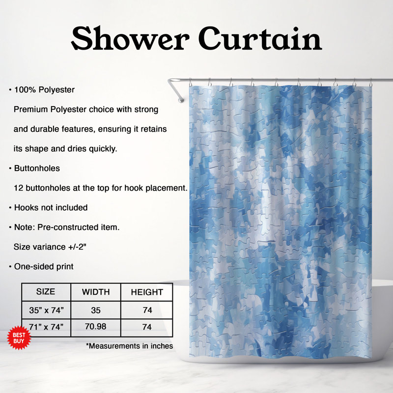 Papier peint casse-tête - Rideau de douche Premium, H 74 po x l 71 po