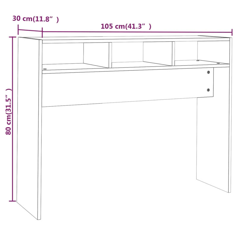 Goar Console Table Engineered Wood Accent Couch End Side Table, High Gloss White
