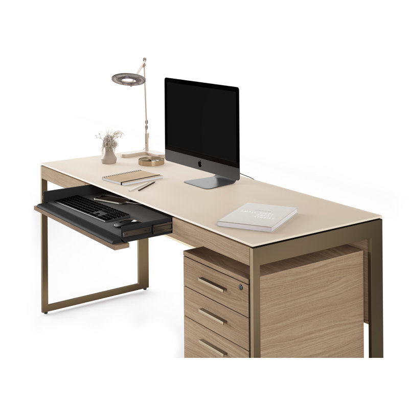 Sequel Studio Desk - 6601, Neo Oak/Bronze