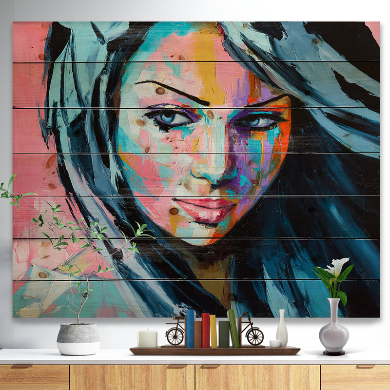 « femme portrait trust me », impression, Bois, H 36 po x l 46 po x P 1,5 po