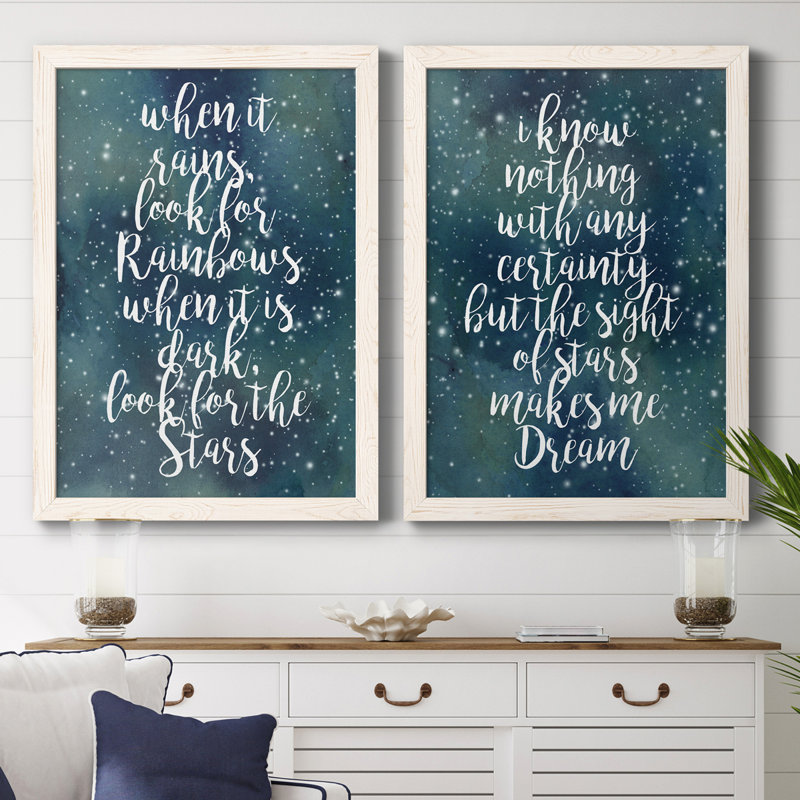 Galaxy Quote I - Ensemble de 2 encadrements d'art textuel, Toile encadrée noyer, H 43,5 po x l 31,5 po x P 1 po