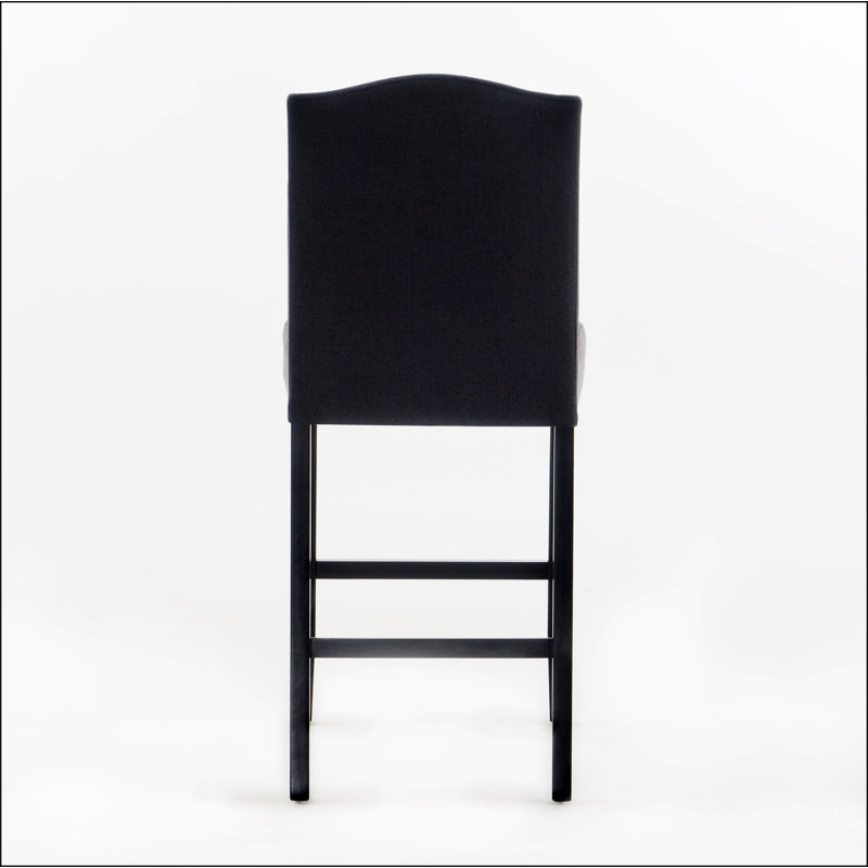 Ensemble de 2 tabourets de bar rembourrés à hauteur de comptoir de 27 po avec garniture cloutée, gris anthracite foncé et tissu
