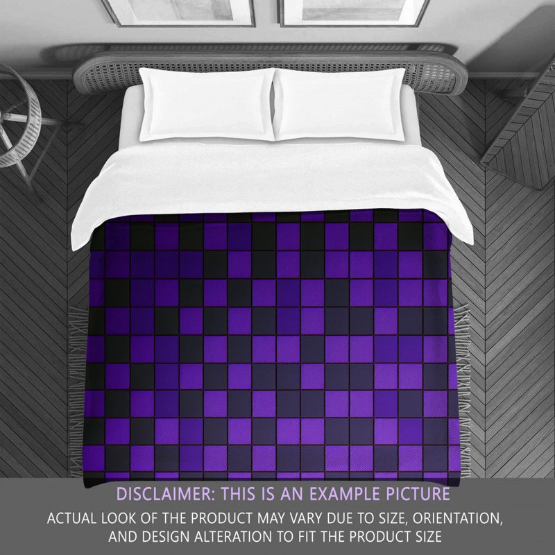 Machine Printed Comforter, Twin Comforter, Navy/Purple Checkered