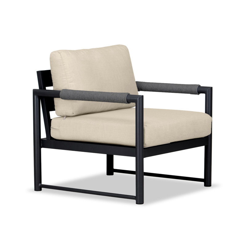 Alto Outdoor Lounge Chair, Spectrum Peacock Sunbrella® Plainweave, Black
