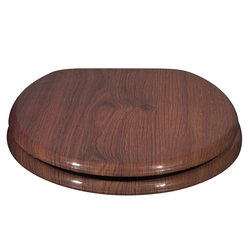 East Urban Home Premium Toilet Seat Toilet Seat With Soft Close, MDF Wood Core, Softclose Hinge, Antibacterial, Design Decor
