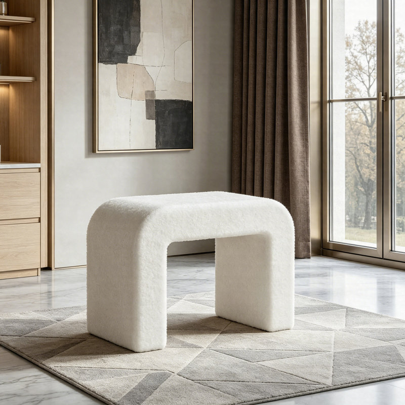 Tabouret de coiffeuse moderne, repose-pieds rembourré avec repose-pieds, tabouret de maquillage entièrement assemblé avec coussin moelleux, petit siège d'appoint pour le salon de la chambre à coucher