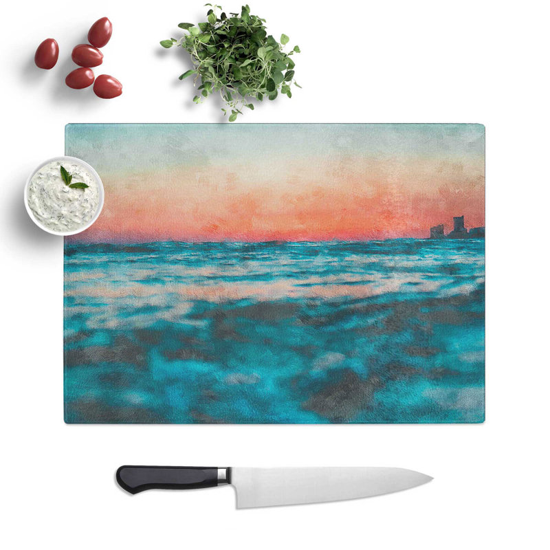 Tempered Glass Panama City Beach in Florida Chopping Board, 20 cm x 28.5 cm