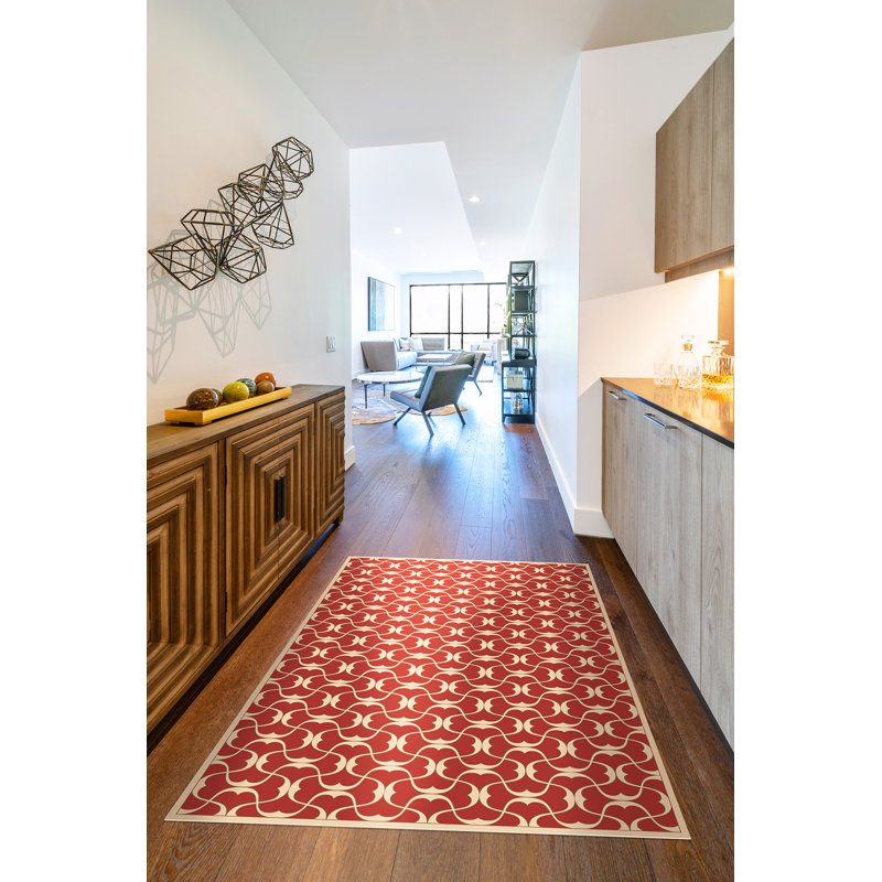 Aldo Vinyl Geometric Indoor Rug, Rectangle 4' x 6'