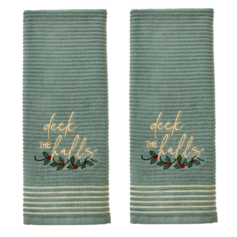 SKL Home Deck The Halls Hand Towel (2-Pack), Green