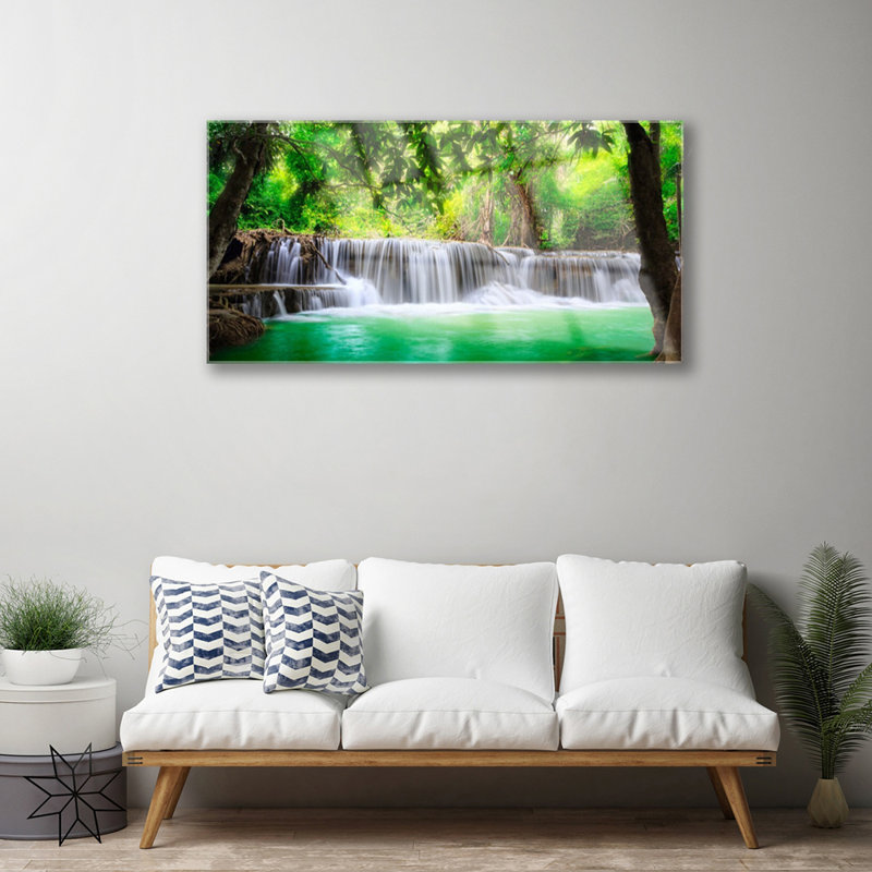 Nature Waterfall Lake Forest - No Frame Print on Glass