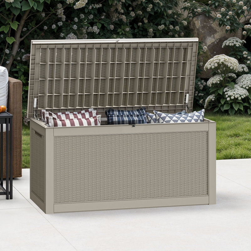 Boîte de rangement en résine Balconera, 320 gallons, gris, Gris