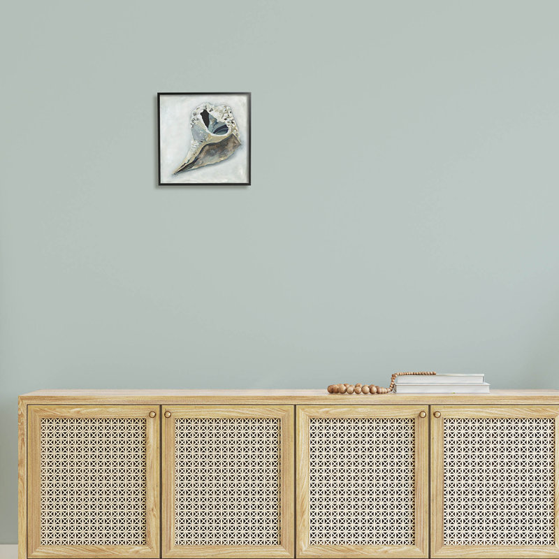 «Nautical Conch Seashell Giclee», art mural texturé par Erica Christopher, Giclée encadrée noir minuit
