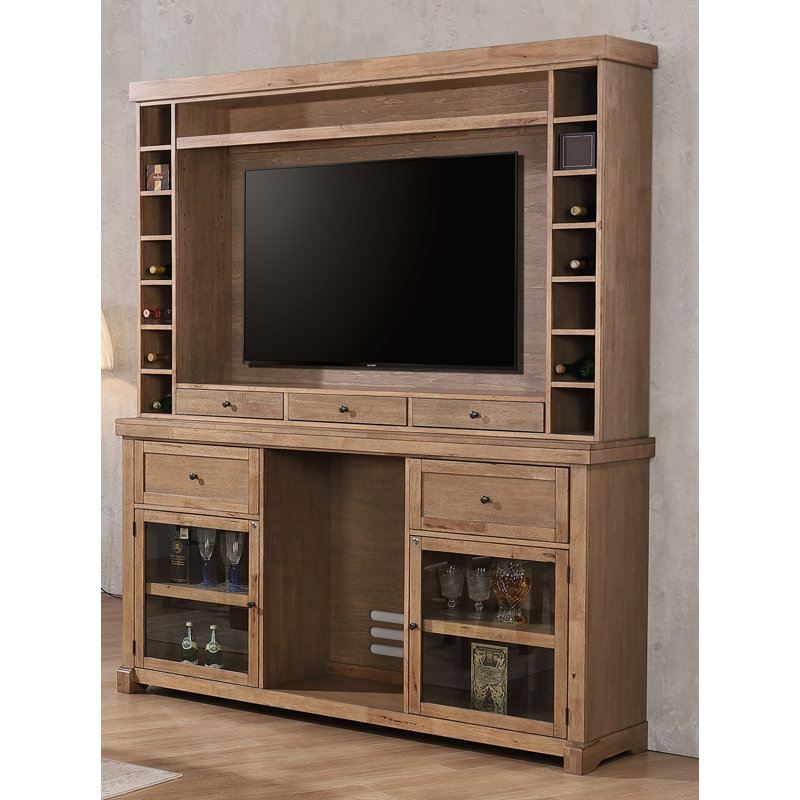 Solid Wood Dining Hutch With Fridge Opening