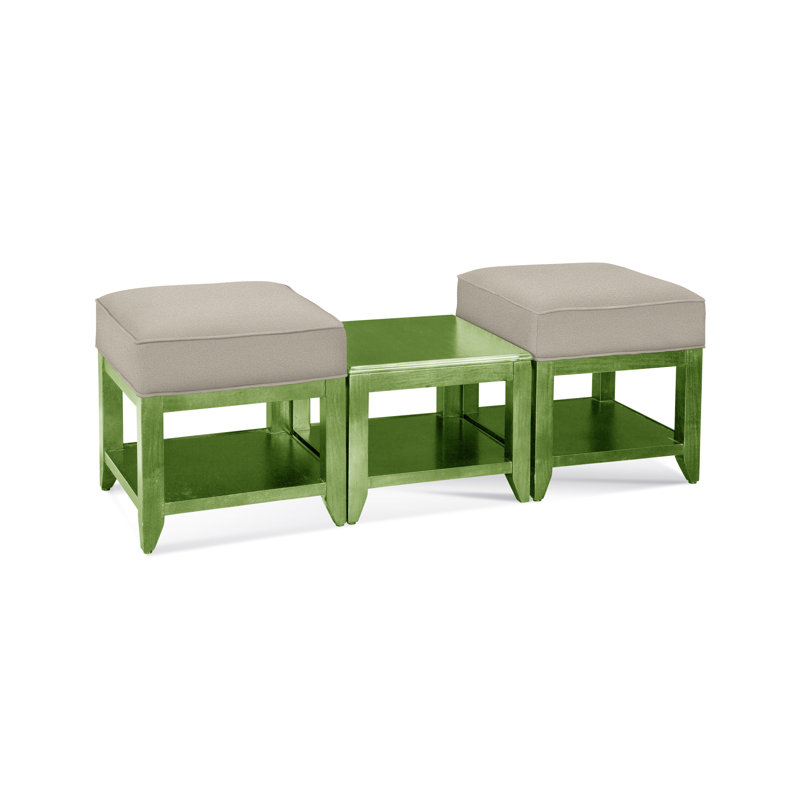 Elements Upholstered Cube Ottoman, Antique Black, Beige Performance Fabric; 0851-73