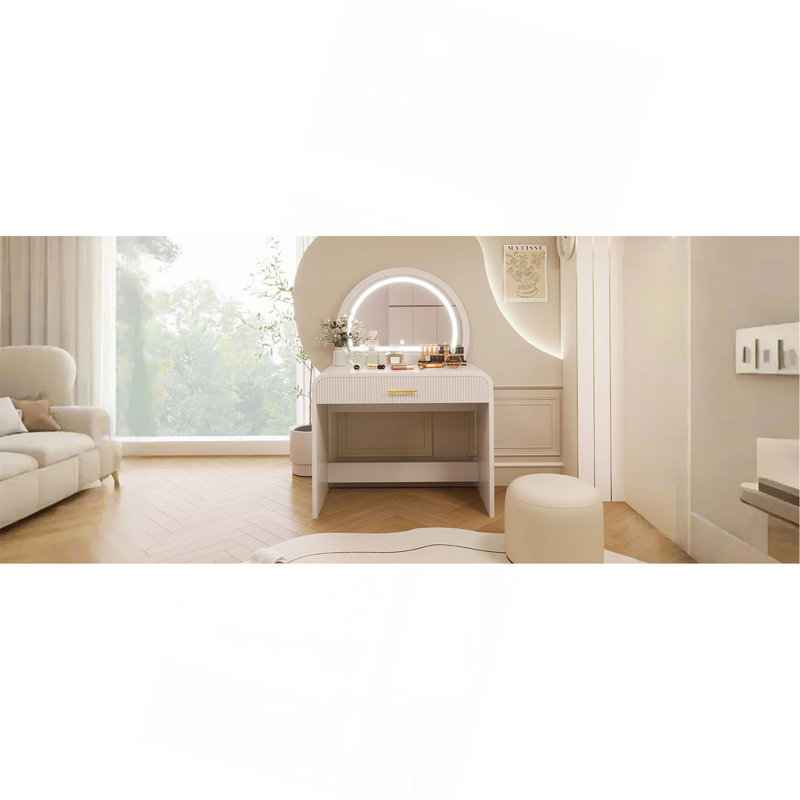 Coiffeuse de 39 po avec miroir et écran tactile, coiffeuse avec tiroir pour chambre à coucher