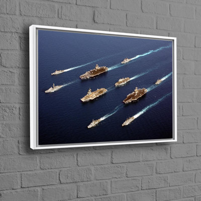 Large Ocean View Canvas Wall Hanging Featuring Military Navy Ships and Warriors For Perfect Christmas Gift