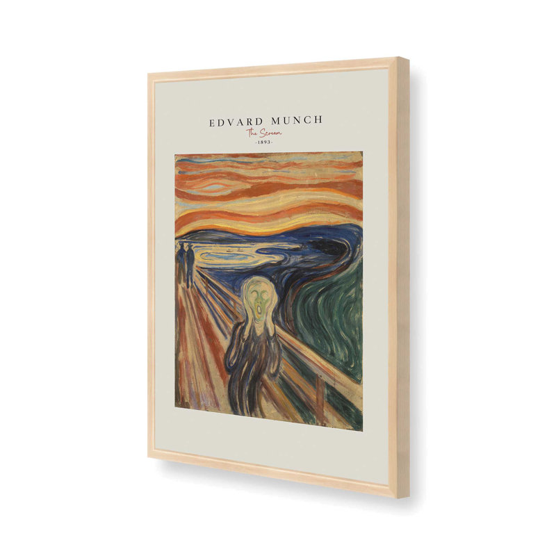 The Scream par Edvard Munch v2 Ships Rolled, Reproduction encadrée sans passe-partout, Or poli