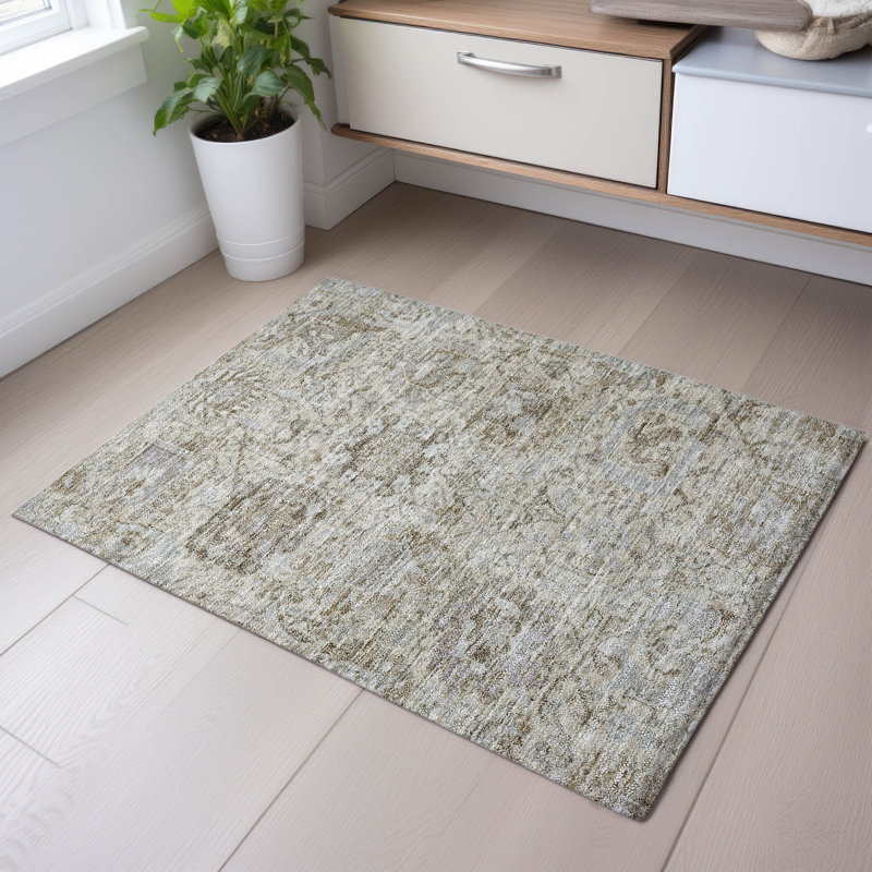 Tapis damassé de qualité supérieure lavable à la machine Wayne AMF1102, Rectangle 1 pi 8 po x 2 pi 6 po