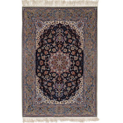 Mijanur Oriental Area Rug in Navy Blue