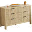 Commode 6 tiroirs cannelée pour chambre à coucher, commode moderne avec plateau imperméable-1829414945