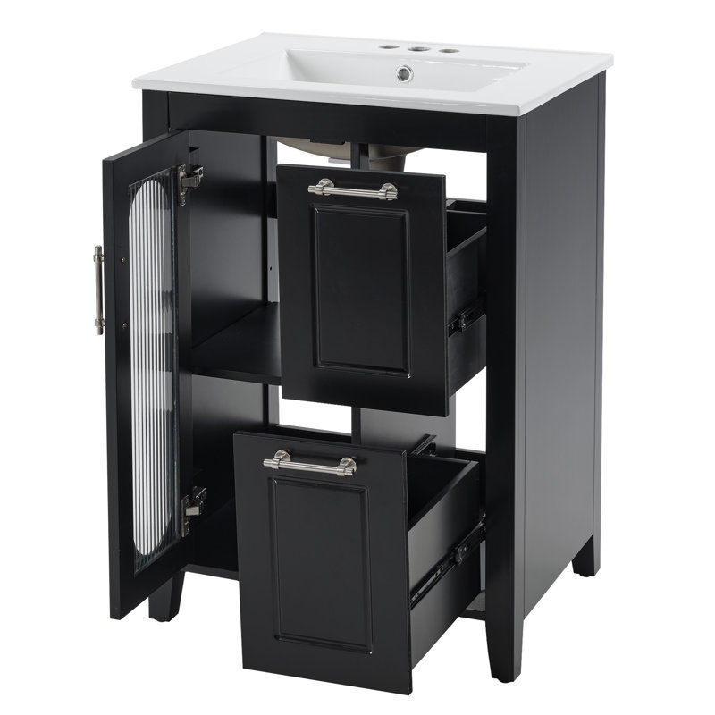 Meuble-lavabo 24 po avec lavabo Pelaga, Noir