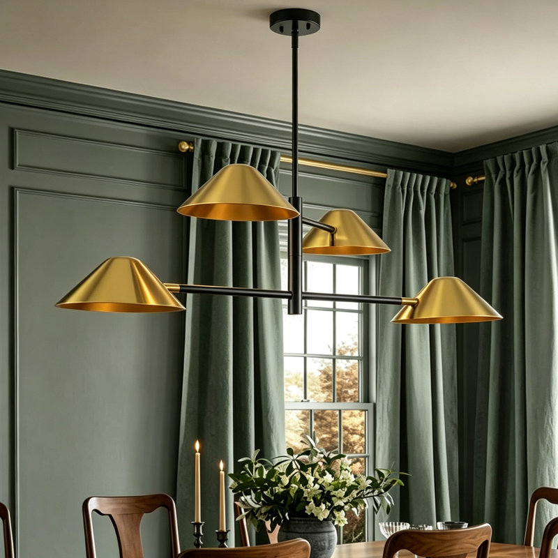 4 - Light Adjustable Shade Semi Flush Mount Light