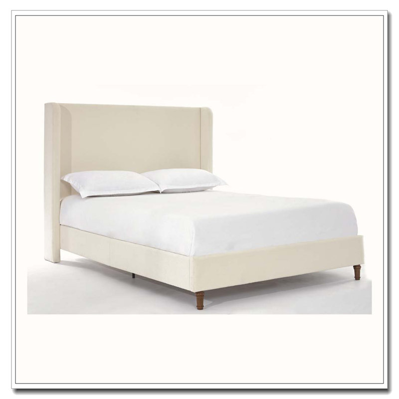 Lit tapissier avec tête de lit Elegant Simplicity, Bouclé ivoire, Très grand lit