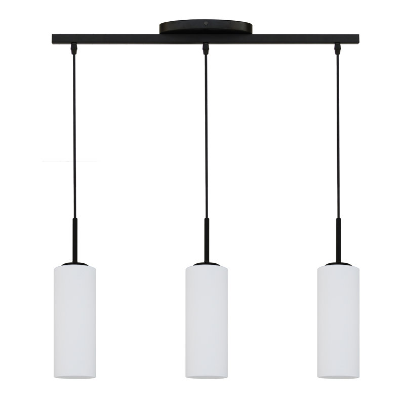 Luminaire suspendu cylindrique à 1 lumière Rean, Noir satiné