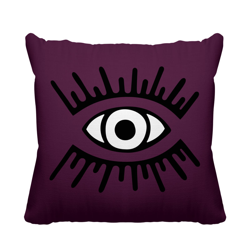 Coussin intérieur / extérieur Miranda Evil Eye, L 19 po x H 19 po, Mauve