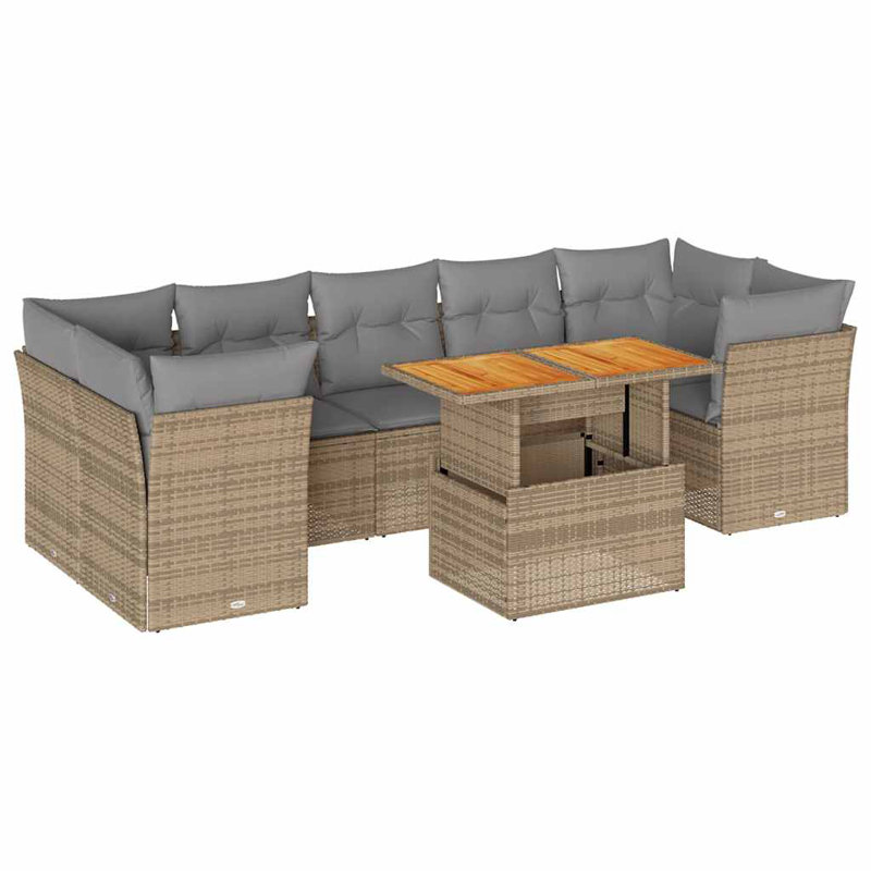  Ensemble de canapé de jardin beige, gris clair