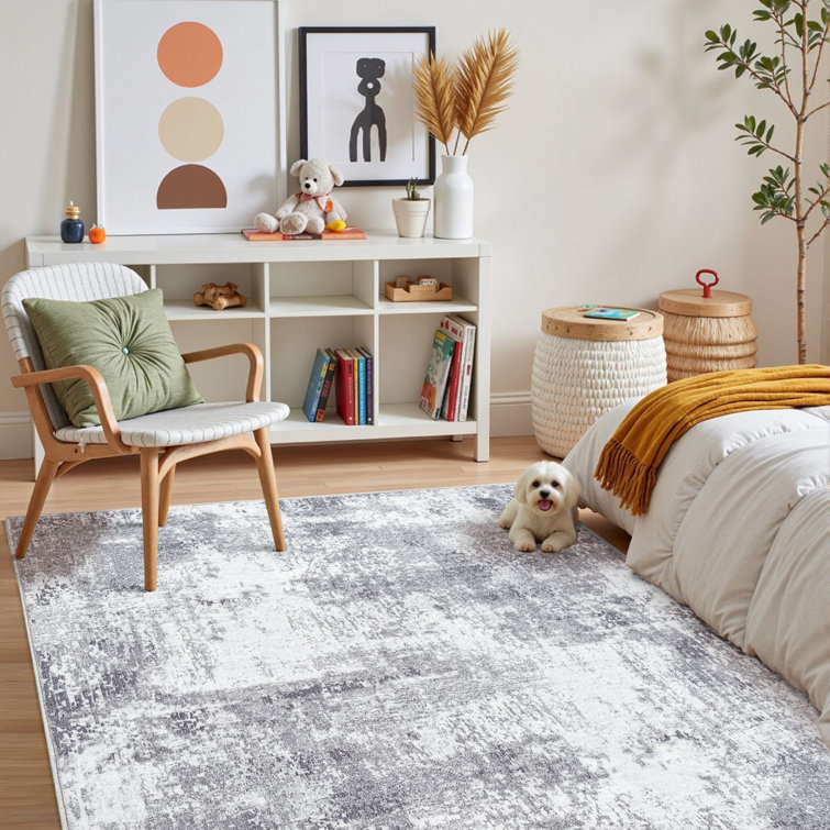 Elroy Arnedoy Modern Abstract Machine Washable Area Rug with Non-Slip Backing
