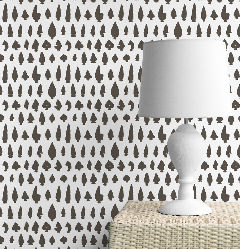 Wallpaper Double Roll, White on Black, Non-Woven