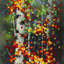 Bouleaux à feuilles colorées - imprimé contemporain vert-1977950048-1977950049