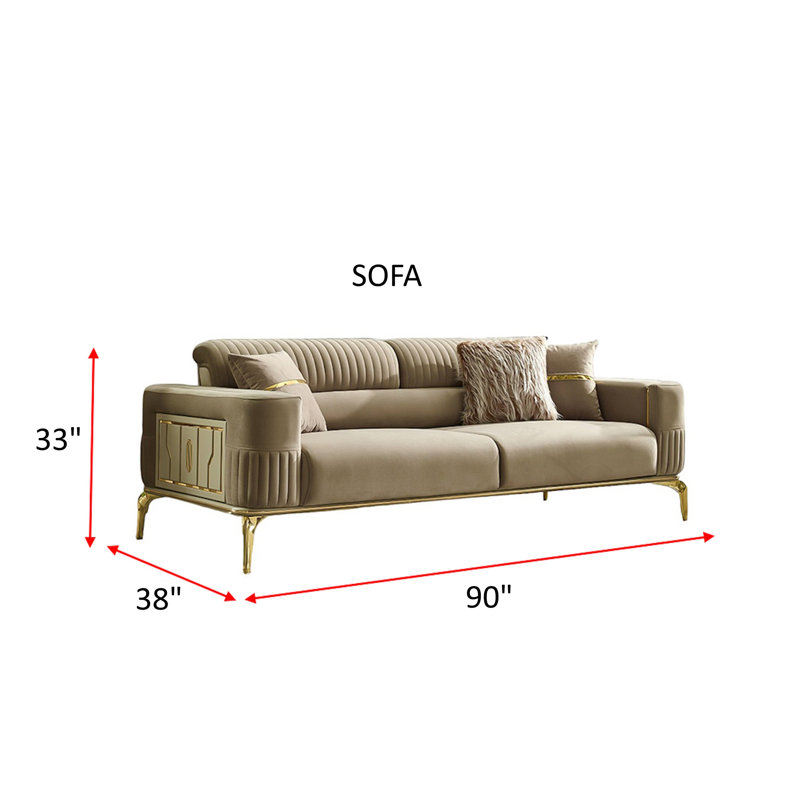 Janyne 4 - Piece Velvet Living Room Set, Beige Velvet