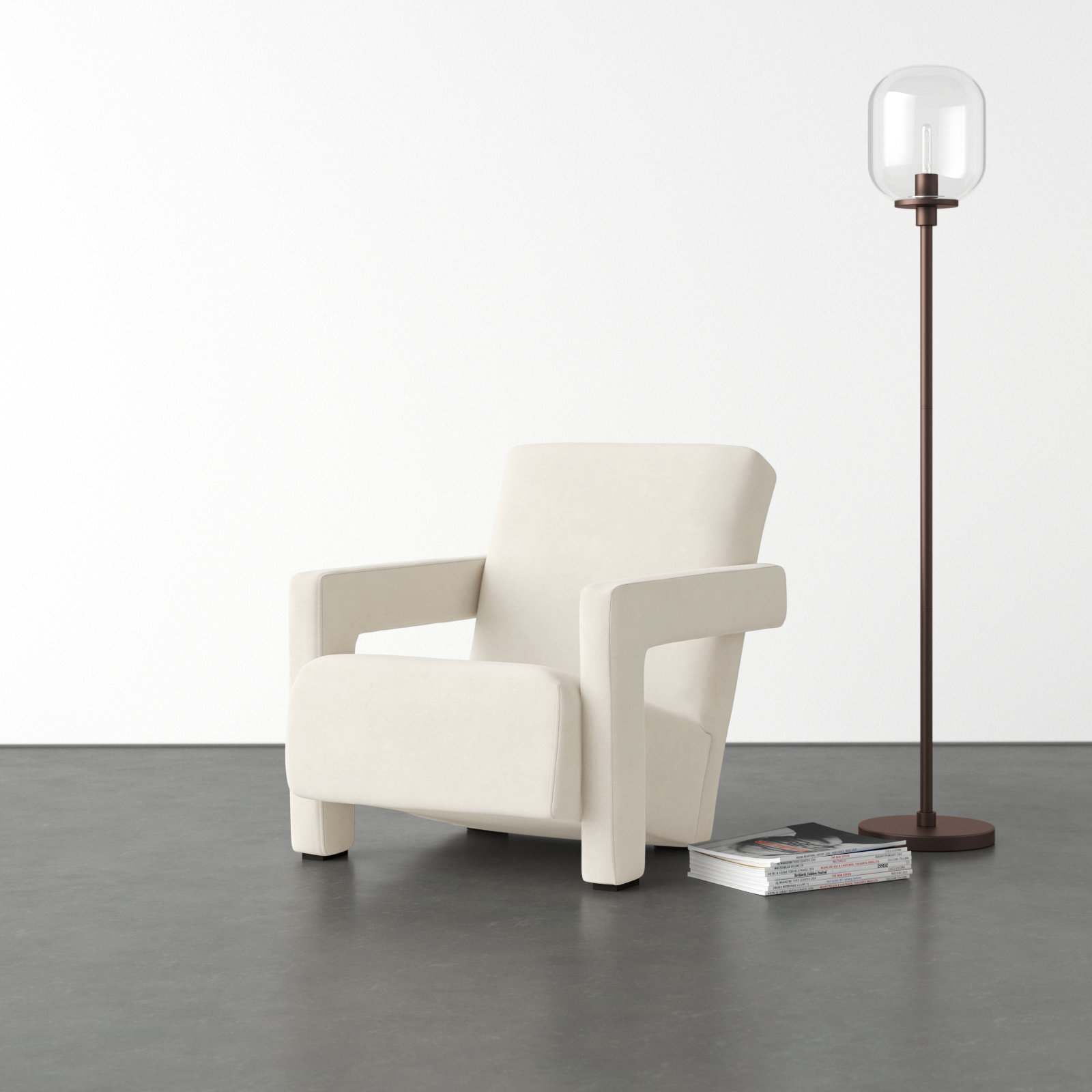 Olsen Pine Velvet Armchair, Ivory Velvet