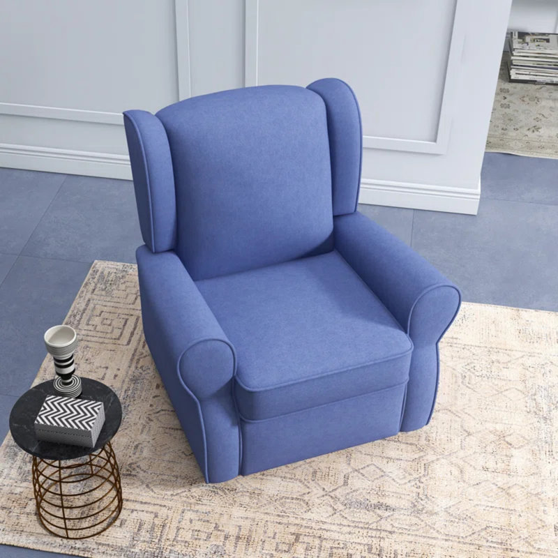 35.1'' Wide Modern and Upholstered Swivel Armchair, Blue
