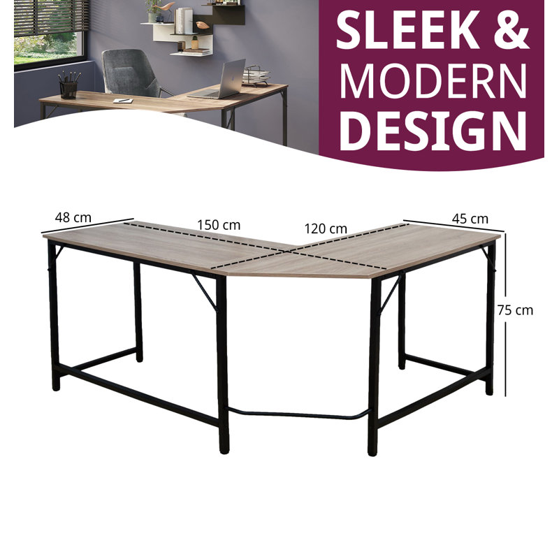 Jazmyne L-Shaped Metal Base Executive Desk