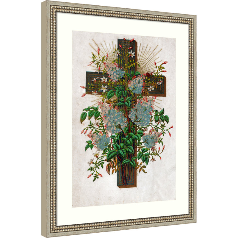 Croix de Jésus-Christ vers 1910, impression sur bois encadrée