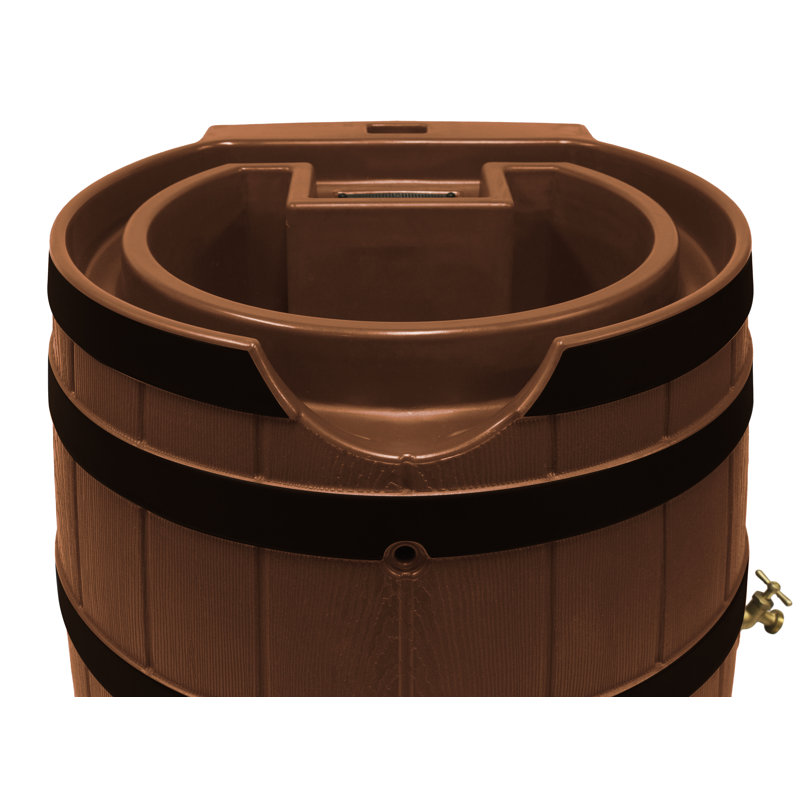 Good Ideas 65 Gallons Resin Drainable Dual Overflow Rain Barrel, Terra Cotta