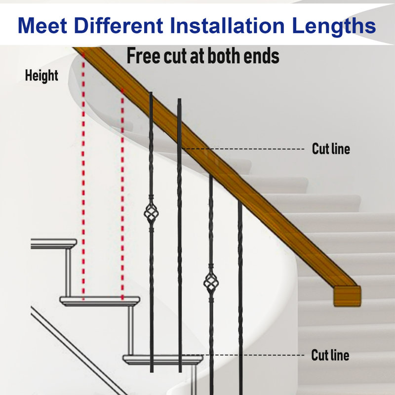 1/2" Square Balusters Rectangular Stair Balusters With  Swivel Shoes