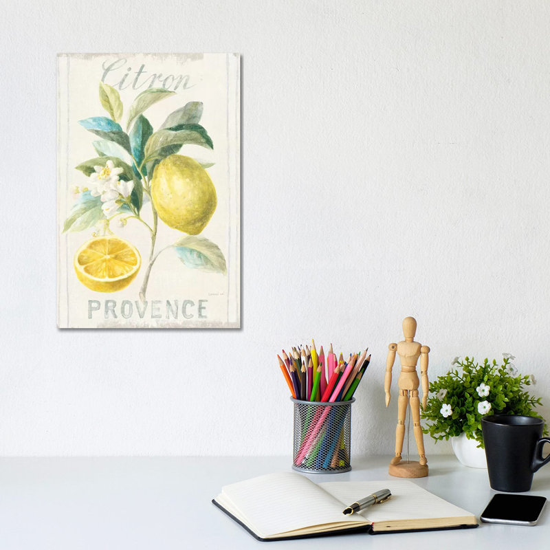 « Floral Lemon IV » par Danhui nai, reproduction d’art, Toile tendue, H 12 po x l 8 po x P 0,75 po, Pas de tapis