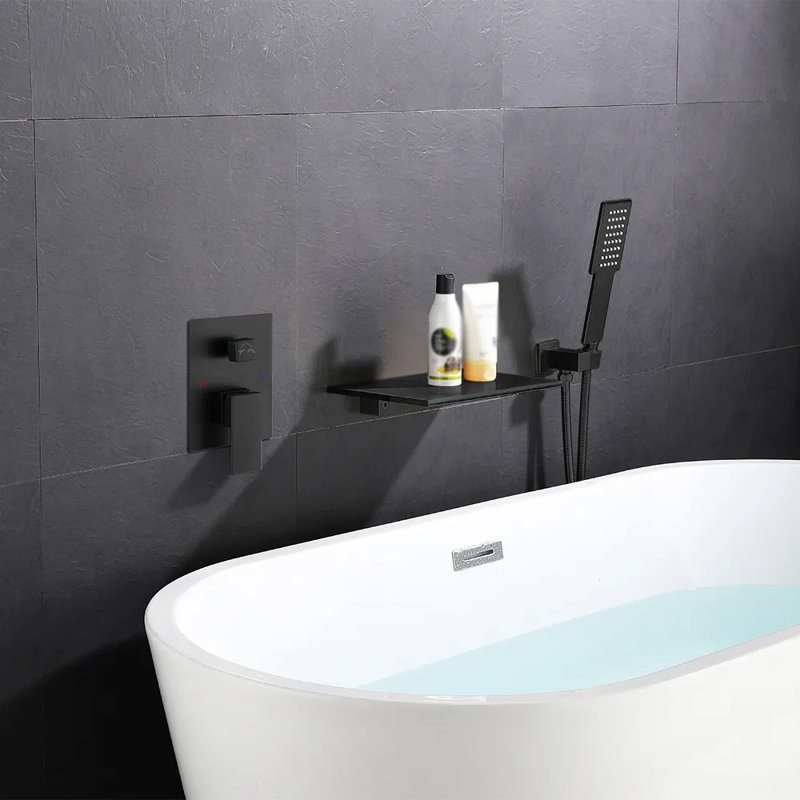 1 Handle Bathroom Bath Shower Mixer with Diverter, Black