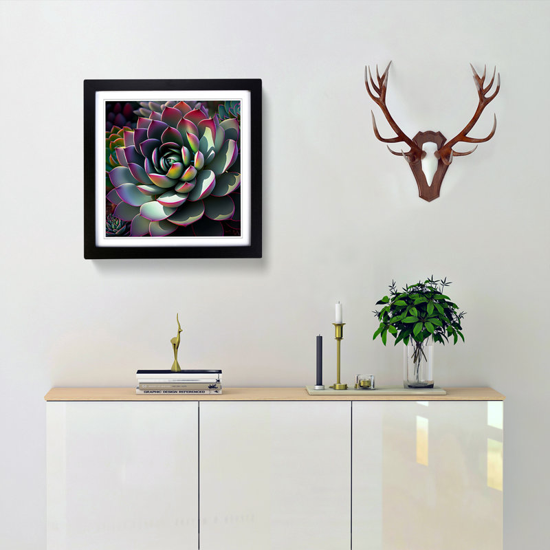 Succulent Digital Art - Framed Print, Black