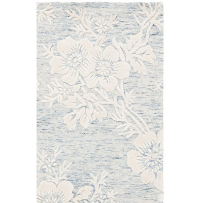 Alliber Hand-Tufted Wool, Cotton and Viscose Floral Area Rug