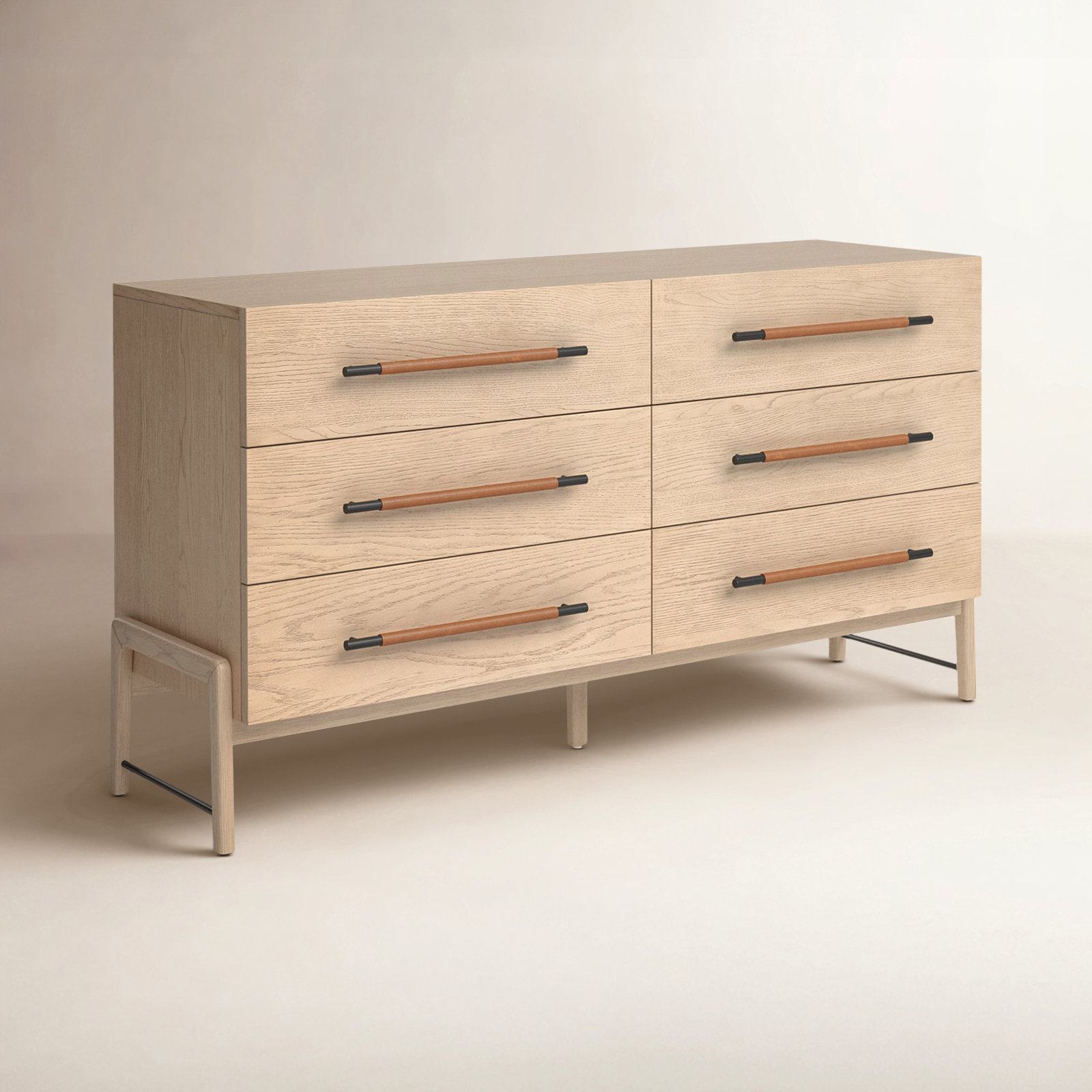 Karsten 6 Drawer 62.5" W Double Dresser, Yucca Oak