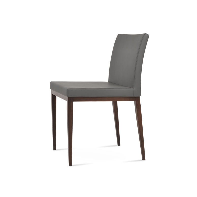 Aria MW Side chair, Gray PPM Faux Leather, Walnut